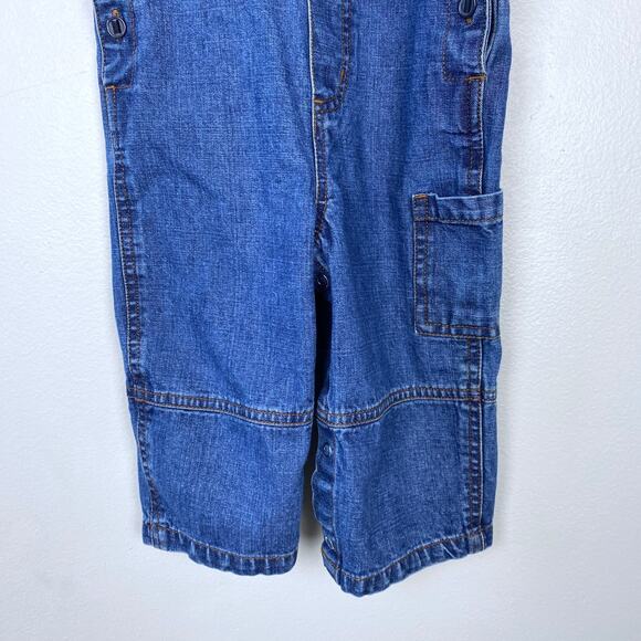 Roots 73 Denim Overalls Snap Closure Cargo Jean 100% Cotton Utility Size 12M-18M - Picture 4 of 9